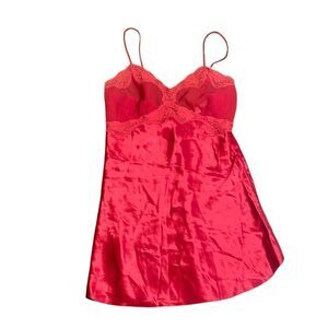90s Vintage Victorias Secret Gold Label Red Satin and lace slip dress medium